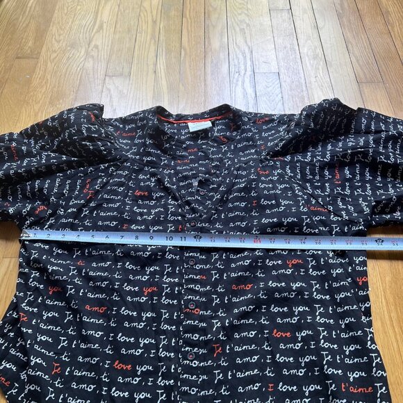 Anthropologie Laetitia Rouget Sz L Black Motif I Love You Puff Sleeve Blouse NWT - Picture 12 of 16